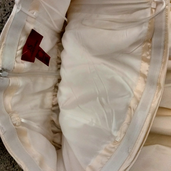 Cream Hi Low Prom Wedding Floral Strapless Dress L - Picture 5 of 7